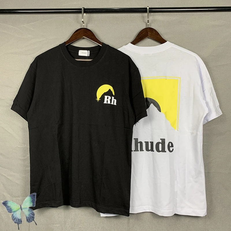 

RH T Shirt Classic Sunset Theme Print Men's Women's Casual Short Sleeved RHUDE T-shirt