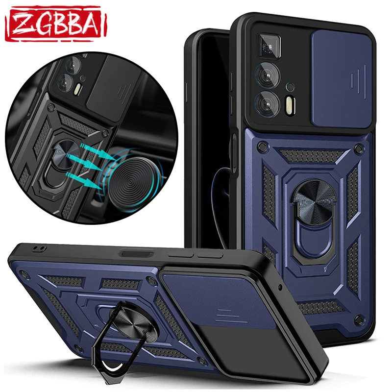 

Shockproof Bracket Phone Case For Motorola Edge X30 20 Lite Pro S30 Car Holder Slide Lens Protection Cover for Moto Edge S Plus