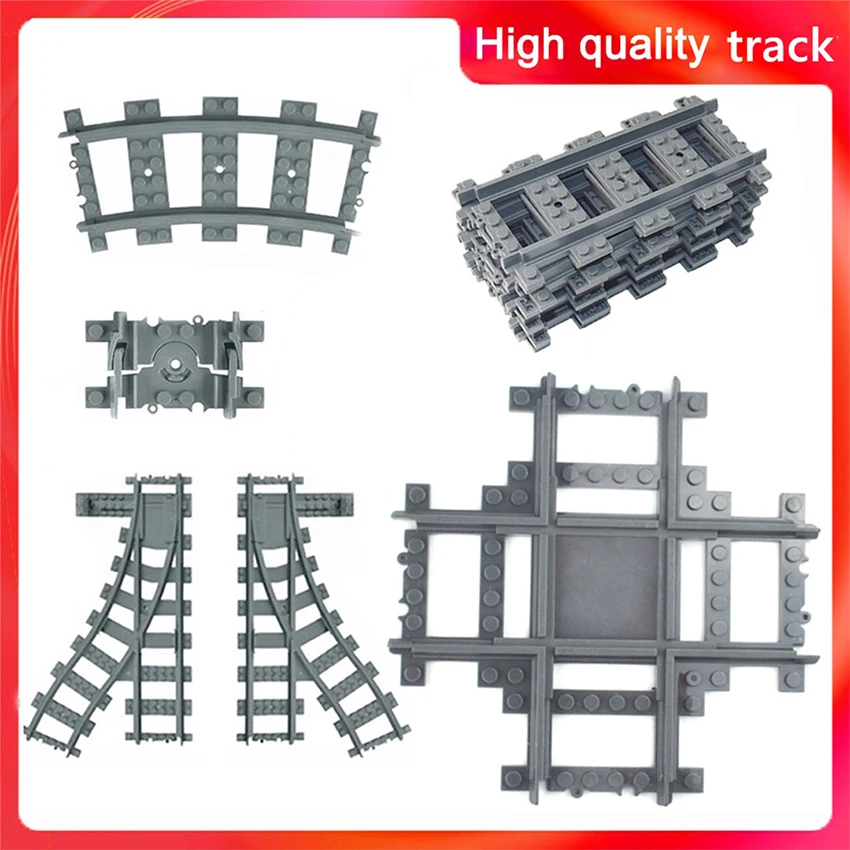 City Trains Parts Bridge Tunnel Model straight curved Rail Bricks soft Flexible Cross Tracks Railway DIY Building Blocks | Игрушки и