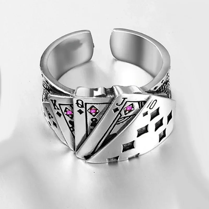 Кольцо в Королевском Стиле для покера Открытое кольцо стиле ретро Бог азартных