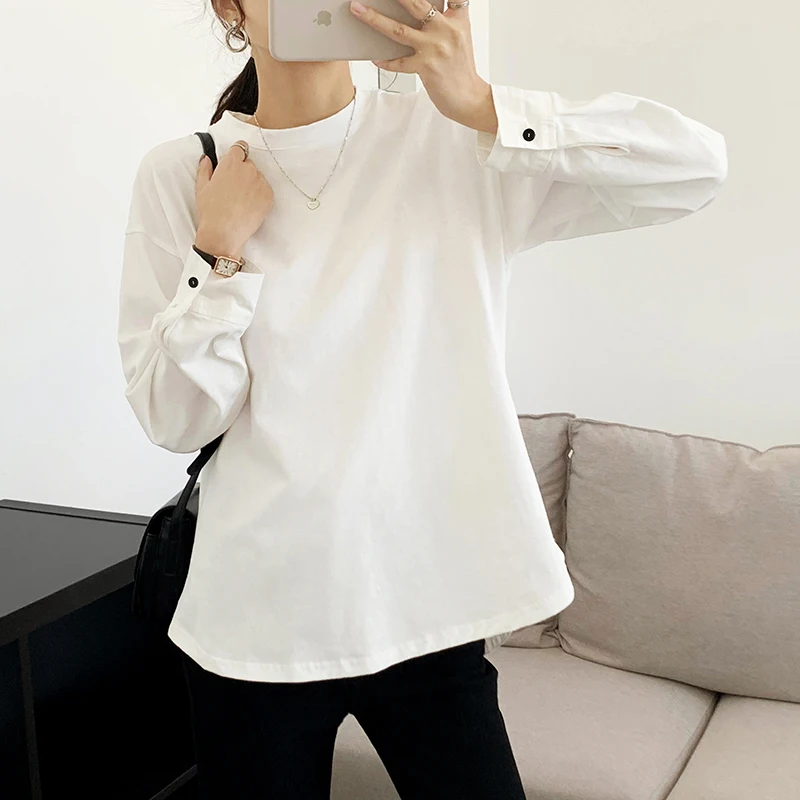 Женская хлопковая рубашка оверсайз с круглым вырезом серые и синие блузы для