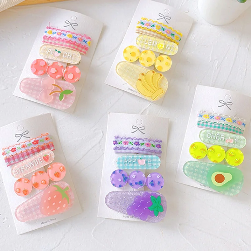 

Acrylic Fruit Banana Strawberry Avocado Grape Cherry Clip Girl Hair Pins Clip Hair Barrette Accessories