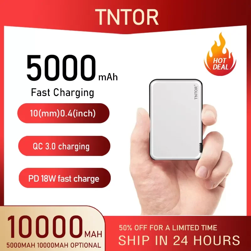 

2023NEW 10000mAh Ultra Slim USB-C Powerbank Deluxe Aluminium Case External Battery for iPhone iPad and power bank Charger