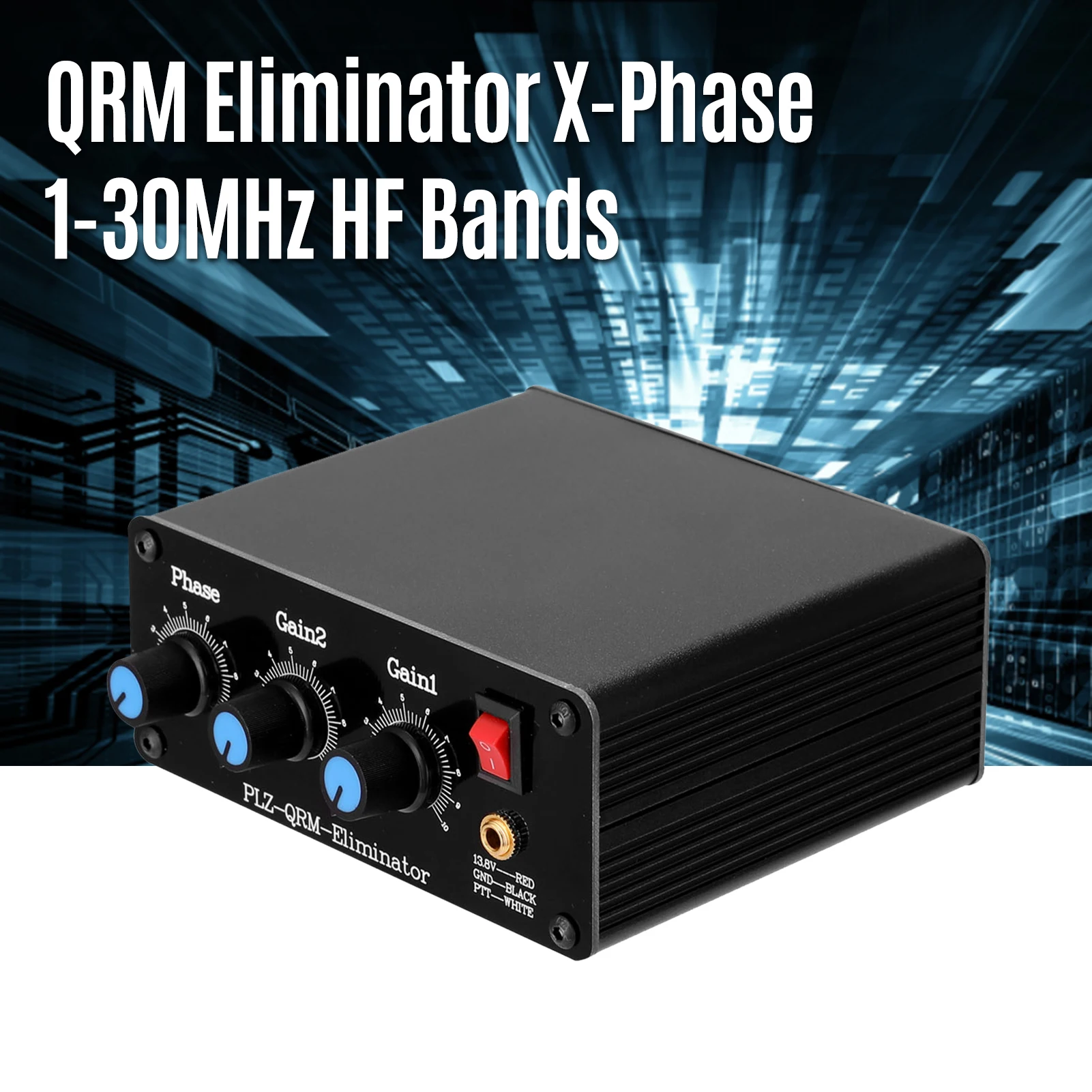

QRM Eliminator X-Phase 1-30MHz HF Bands Phase/ Two Gains Adjustable Built-in PTT Control QRM Canceller Aluminum Alloy Casing