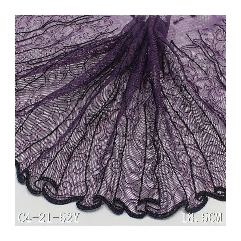 

28Yards Women's Dress Skirt Lace Purple Wrinkle Embroidered Lace Trim Soft Mesh Lace