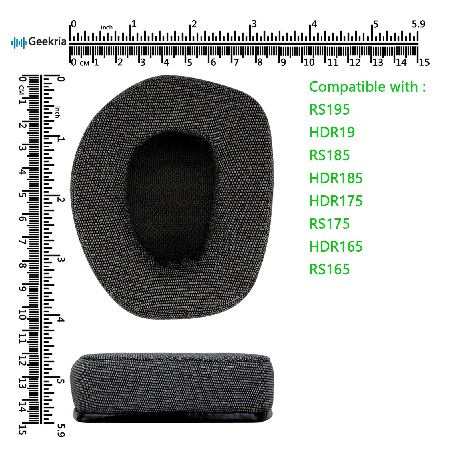 Фото Сменные амбушюры HDR175, совместимые с наушниками Sennheiser HDR RS165 RS175 RS185 RS195 — серые льняные амбушюры №2