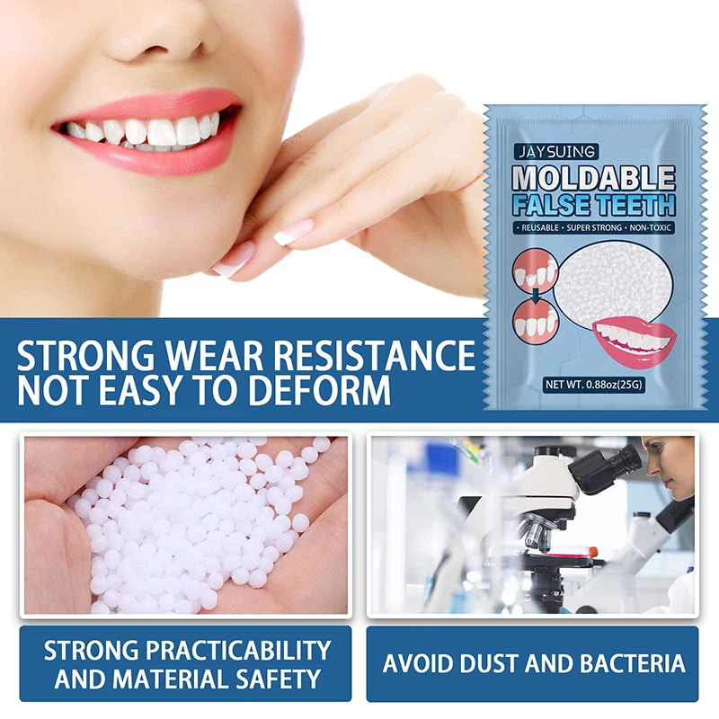 

Temporary Tooth Repair Kit False Teeth Solid Glue Denture For Missing Broken Teeth Moldable Tooth Filling False Teeth Tool