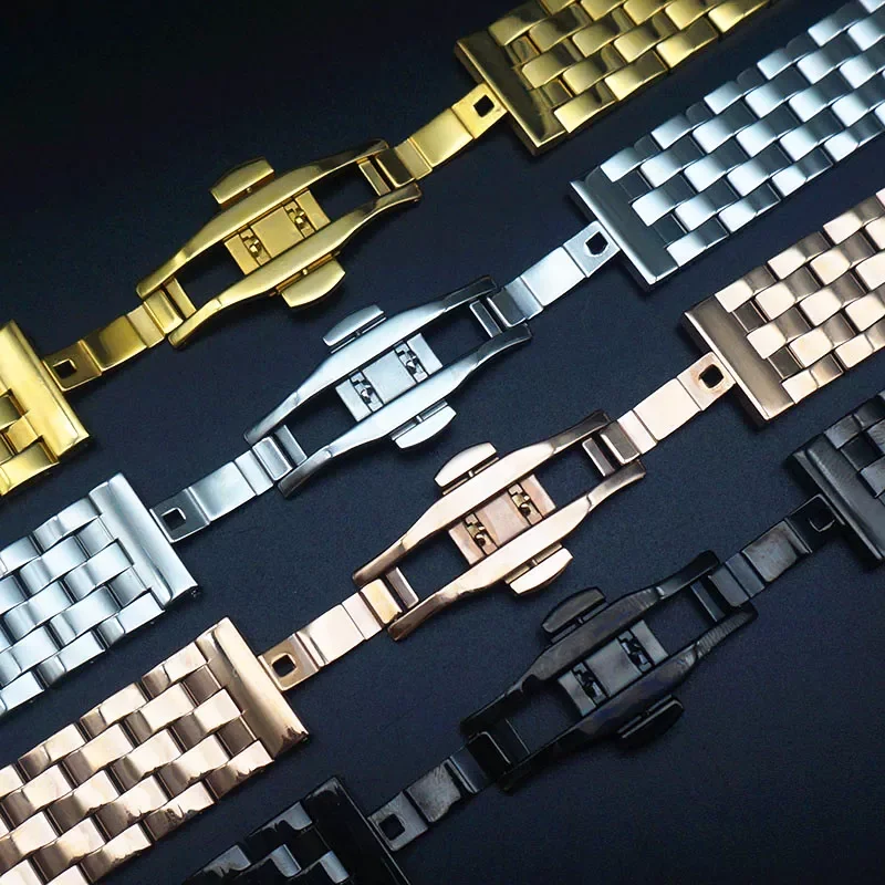 24mm 23m 22mm 21mm 20mm 19mm 18mm 16mm 14mm 12mm Metal Watch Band Premium Solid Stainless Steel Watch Bracelet Straps Curved End