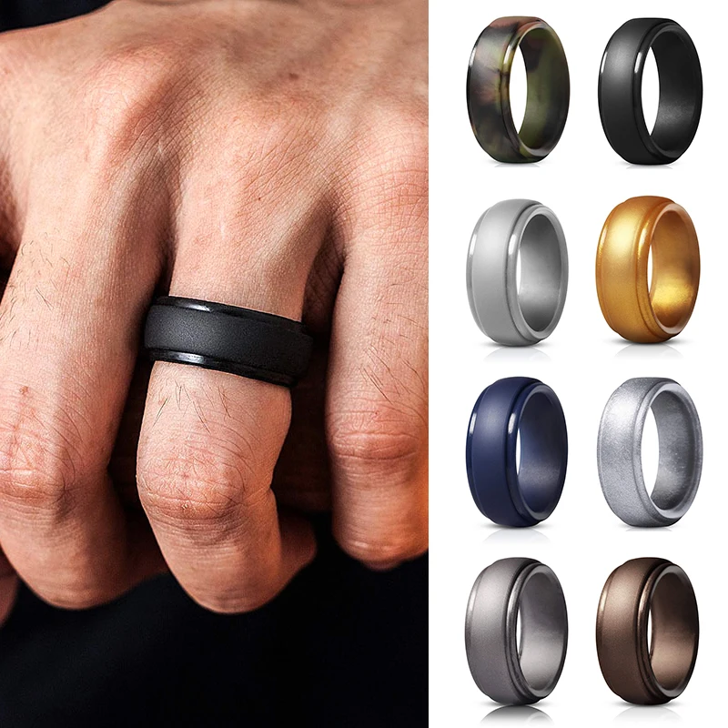 

New Food Grade Silicone Rings Men Women Wedding Rubber Bands Hypoallergenic Flexible Antibacterial Silicone Finger Ring