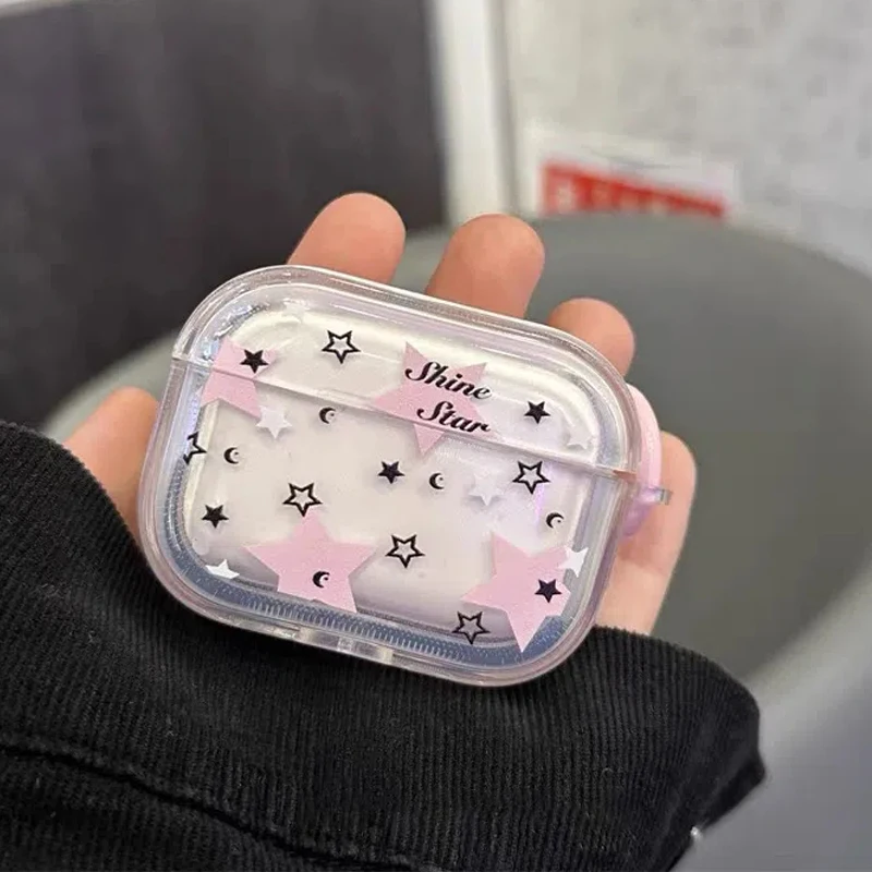 

Y2K Transparent Pink Star Headphone Shell Apple AirPods 3 Pro Case Mode AirPods 1 2 Air Pods Pro Case Air Pods Case AirPod Case