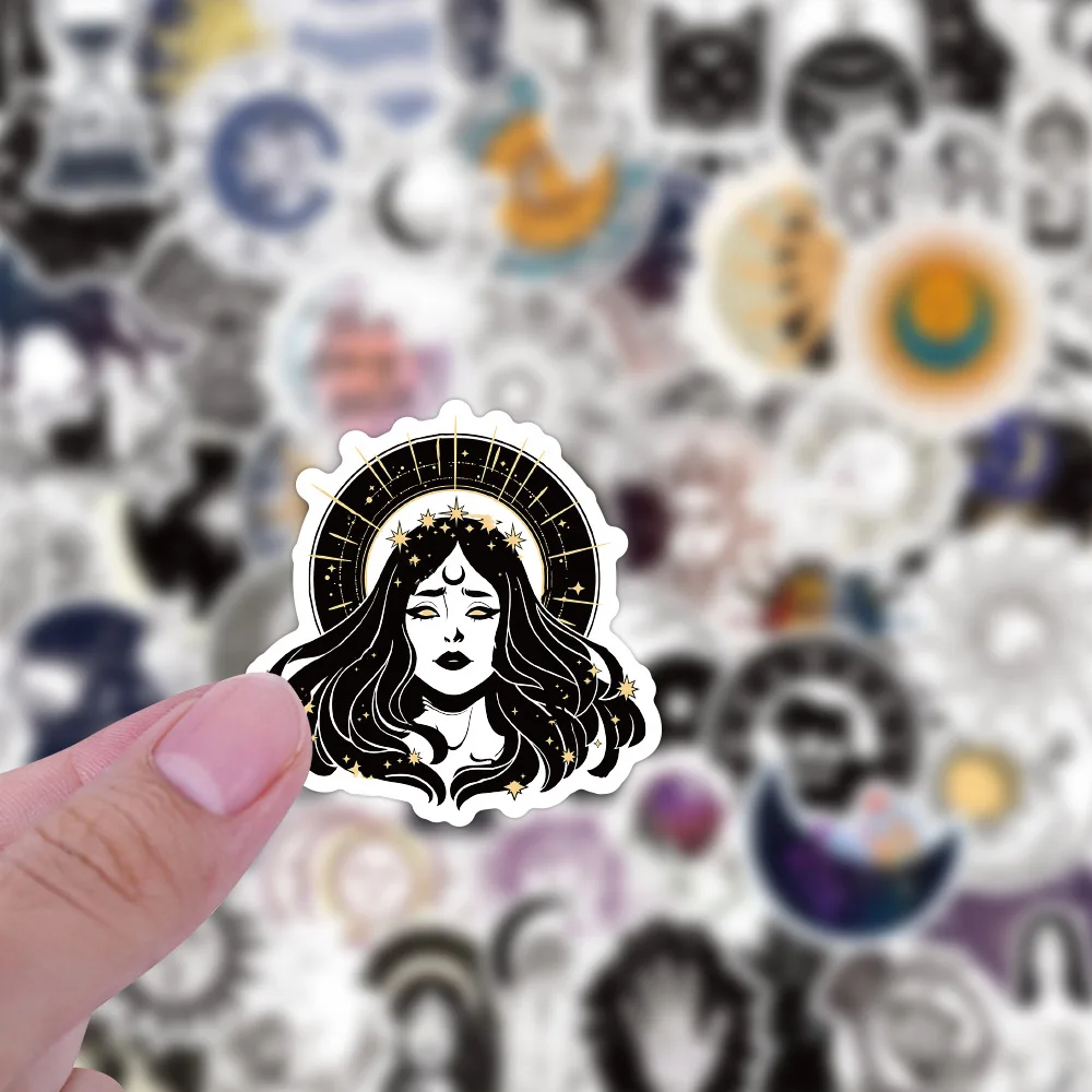 

10/62Pcs Astrology Sign Sun Moon Black Cat Pattern Graffiti Sticker Vinyl Decals for Laptop Guitar Suitcase Skateboard Kids Toy