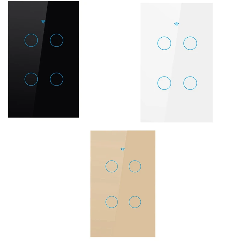 

Us Wifi Smart Switch 4 Gang Smart Wall Press Light Switch Works With Alexa Google Home Mini Ifttt Smart Life Tuya App