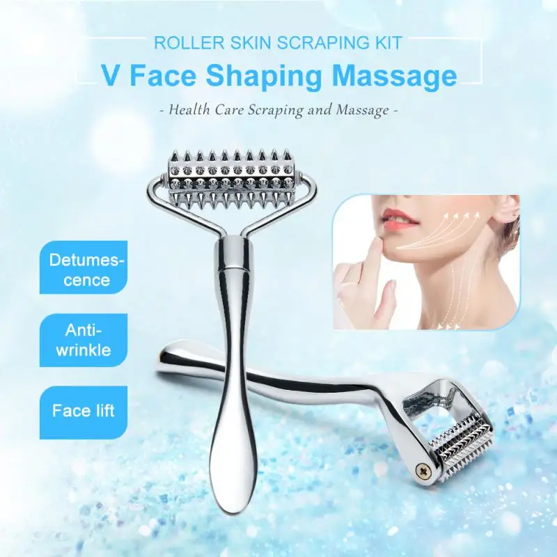 

1~10PCS Stainless Steel Pointed Roller Spatula Massage Ball Stone Face Roller Massager To Improve Neck Facial Beauty Skin Care