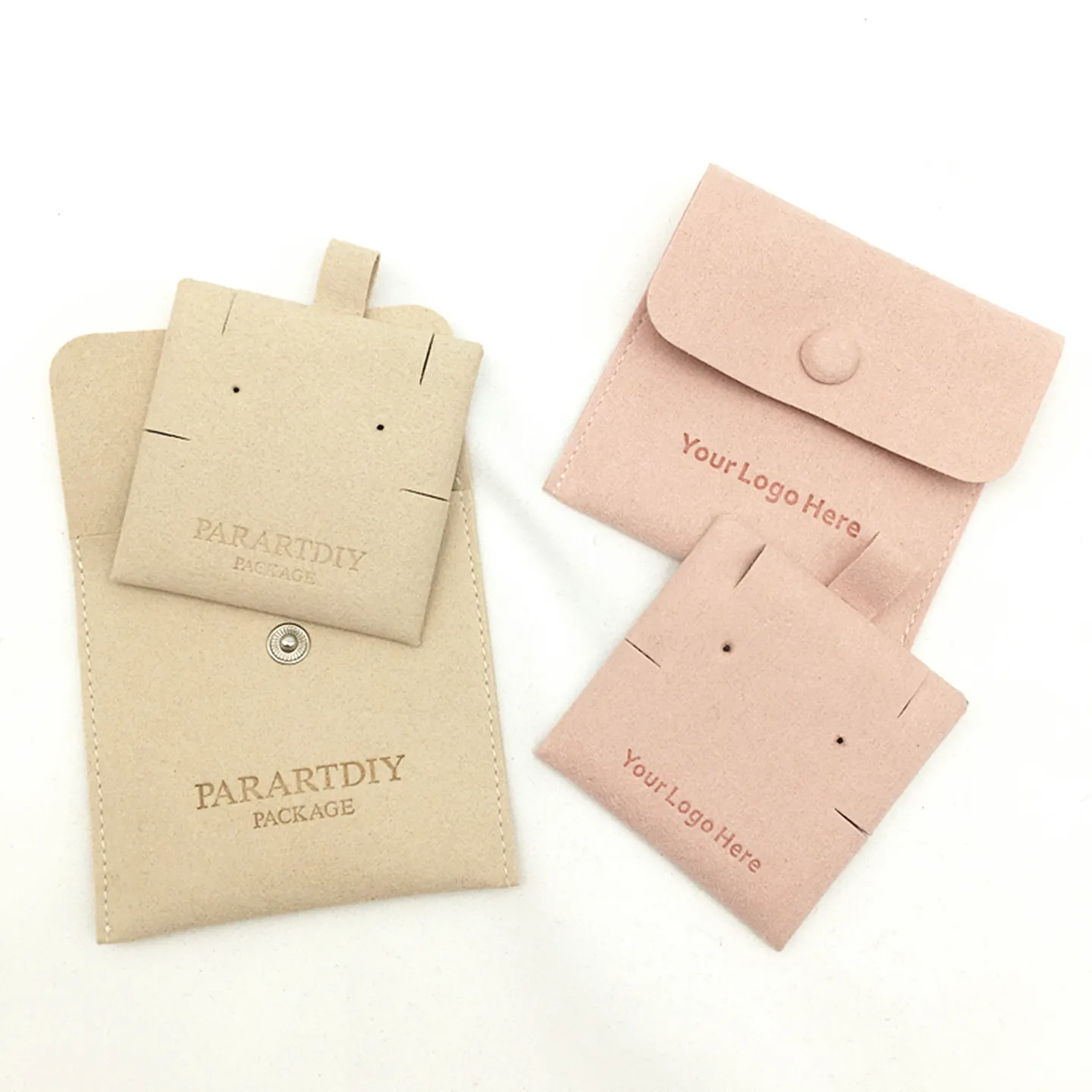 500 set custom jewelry package pouch bag with insert card Logo printed small earrings necklace packaging bags button wholesale