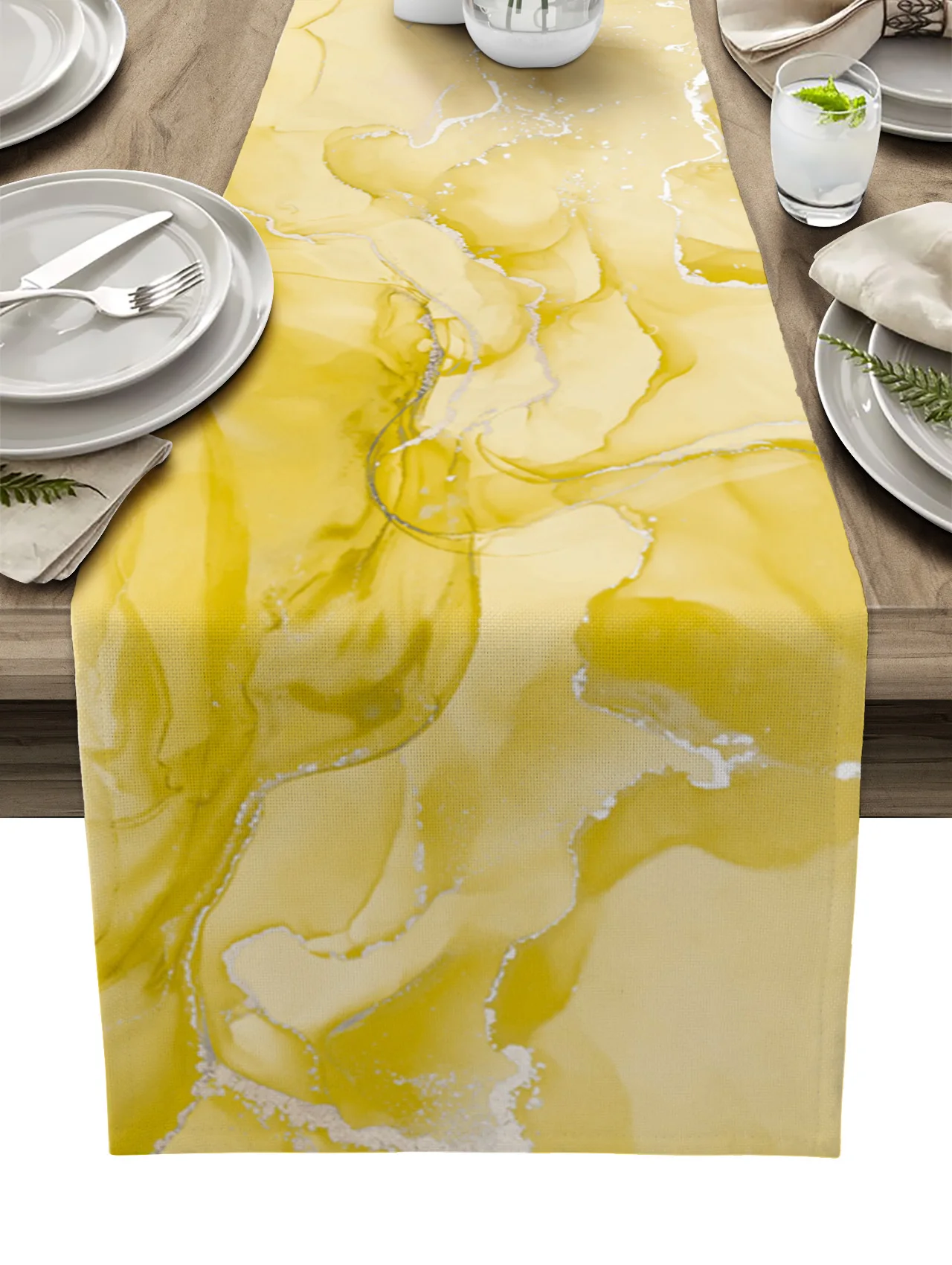 Современный модный мраморный градиентный желтый бегунок для стола для домашнего декора, столовой, праздника и свадьбы.