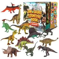 dinosaur playset with 12pcs realistic dinosaur figures and a sound book interactive dinosaur toy for kids aged 3