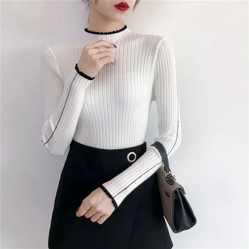 Женский свитер с высоким воротником до половины поло весна-осень новый стиль