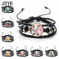 anime spy%c3%97family leather bracelets cute figures twilight yor forger anya forger charm beads bracelets jewelry multilayer bangles