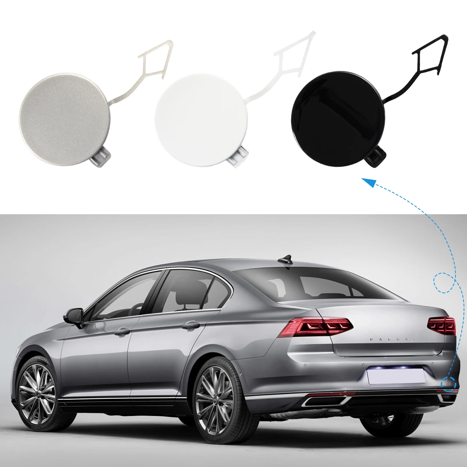 

Rear Bumper Tow Hook Cover Towing Eye Cap For VW Passat B8 2020-2021 3GD307441A Car Accessories