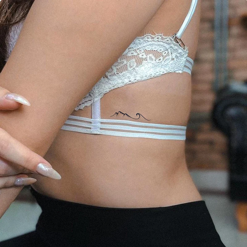 Временные татуировки с черным геометрическим пиком для женщин и мужчин