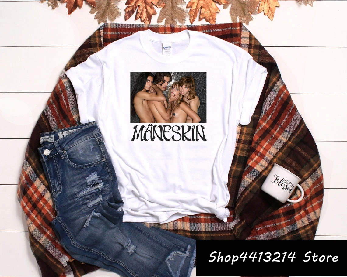 

2021 футболки Maneskin Damiano David Maneskin футболка с графическим принтом Женская одежда Harajuku Уличная Повседневная одежда