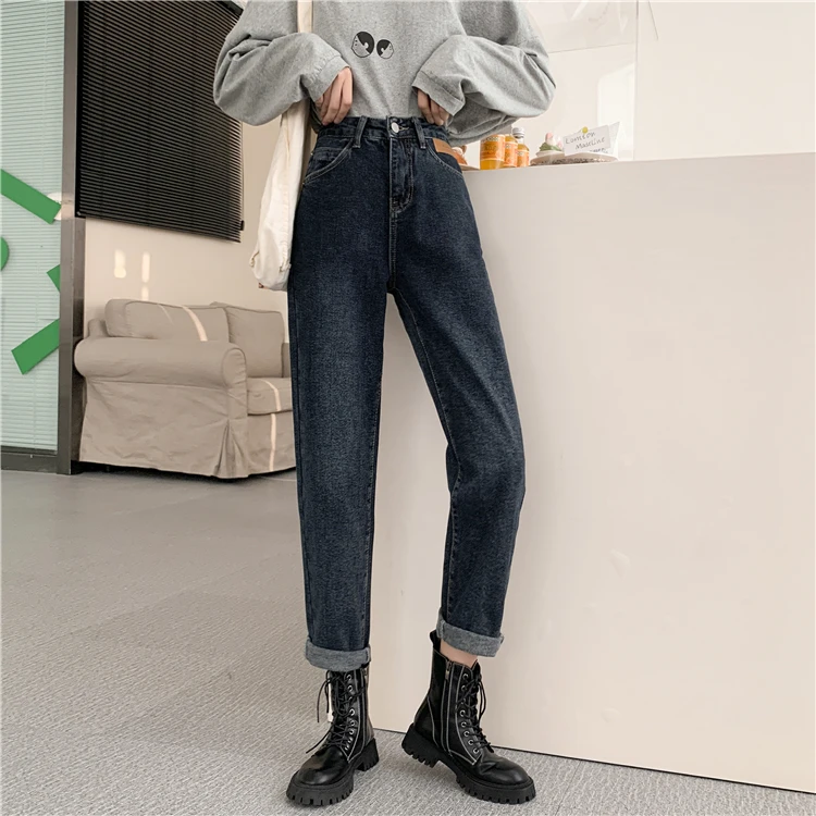 DD2976   New style loose high-waisted thin western style straight-leg trousers jeans