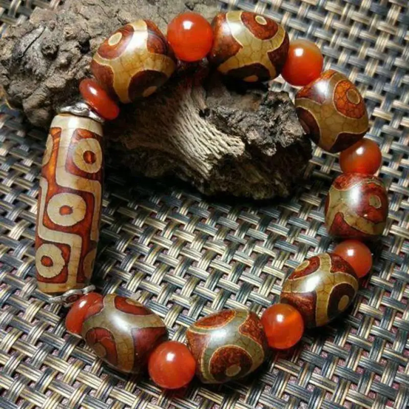 

Natural Agate Nine-eyed Old Dzi Bead Bracelet Men Pulsera Fengshui Tibetan Buddhism Dzi Beads Tibetan Lucky Amulet Bracelets