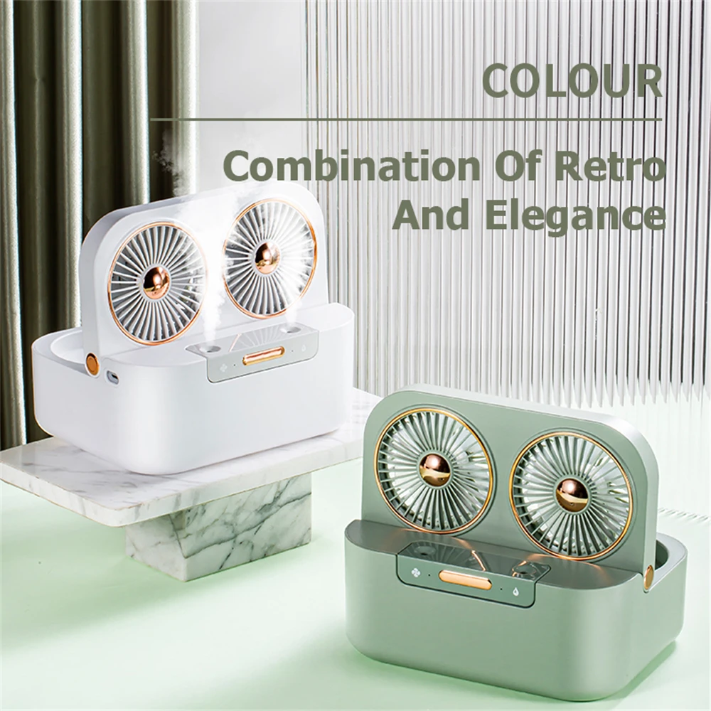 

Double-blade Spray Fan Usb Desktop Air-conditioning Portable Water-cooled Mist Electric Cooling & Humidifying Bedroom Office Fan