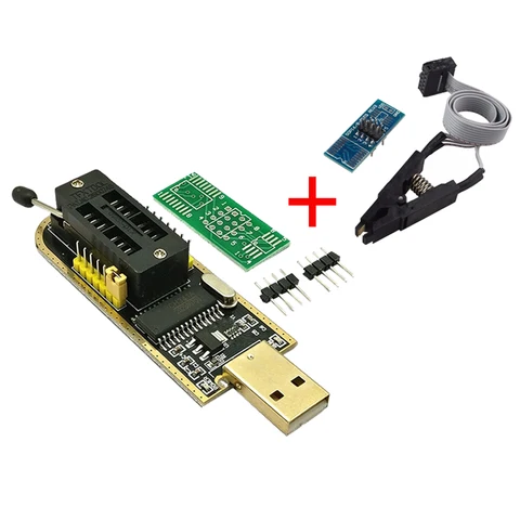 USB-программатор CH341A 24 25 серия EEPROM, модуль программатора с флэш-BIOS + зажим SOIC8 SOP8 для проверки EEPROM 93CXX / 25CXX / 24CXX