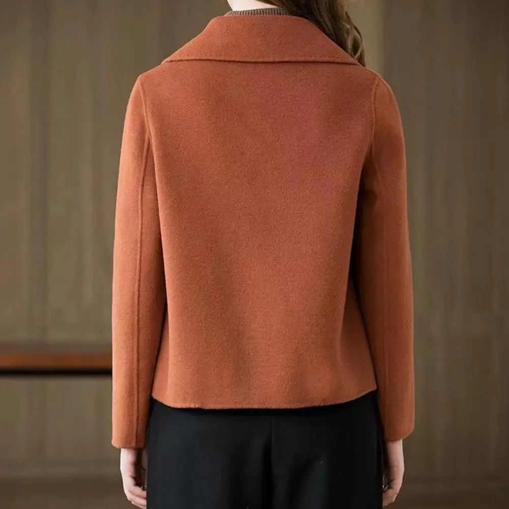 

Chic Coat Single-breasted Elegant Women Winter Coat Lapel Pockets Lady Coat