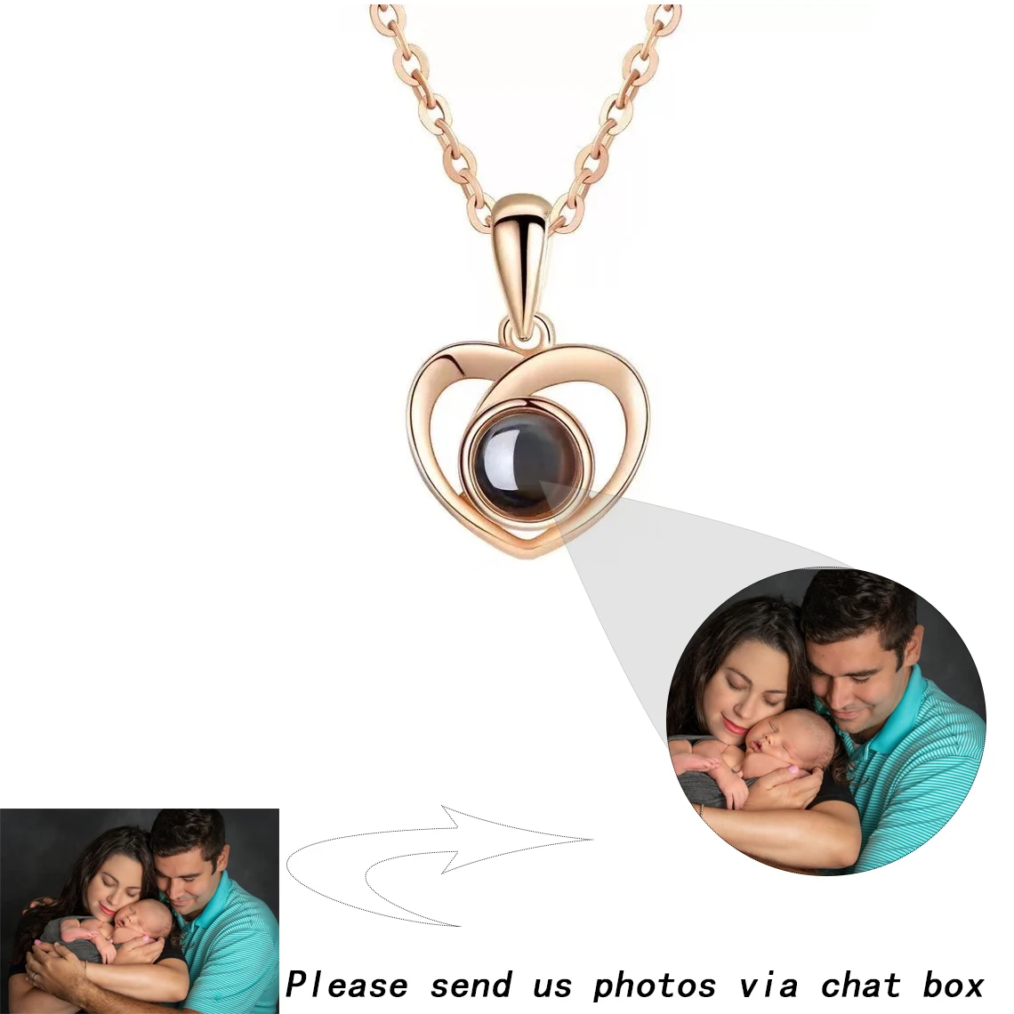 Custom Projection Photo Necklace With Heart Personalized Any Photo Necklace Memorial Anniversary Mother's Day Gift For Women