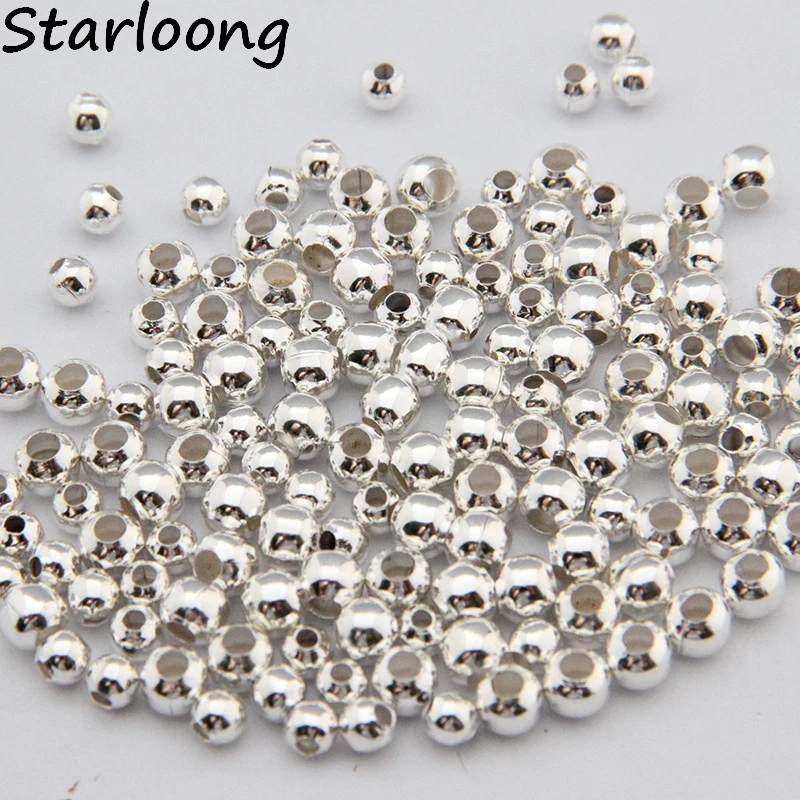 

500pcs/Lot 2mm 2.5mm 3mm Gold-color Silver Plated Smooth Round Spacers Ball Beads DIY Making for Jewelry Necklace Bracelet