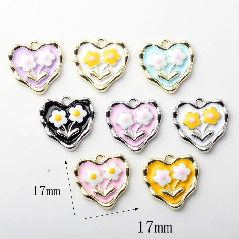 

10Pcs Alloy Heart Drop Oil Purple Hand-Made Jewelry Pendant Gift Material Diy Earrings Necklace Accessories