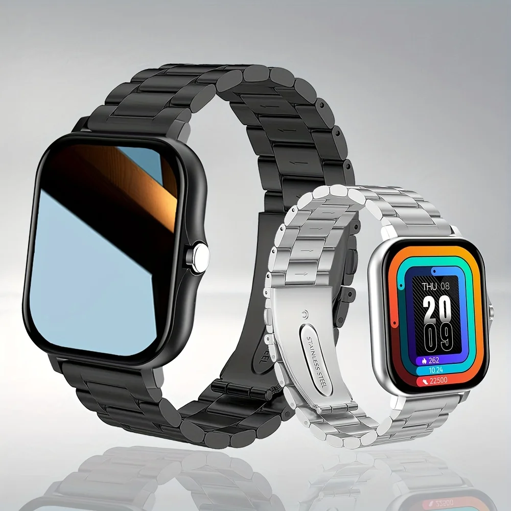 

1.85-inch Large Screen Full Touch Equipped With Steel Band Men's And Women's Sports Smart Watch, Capable Of