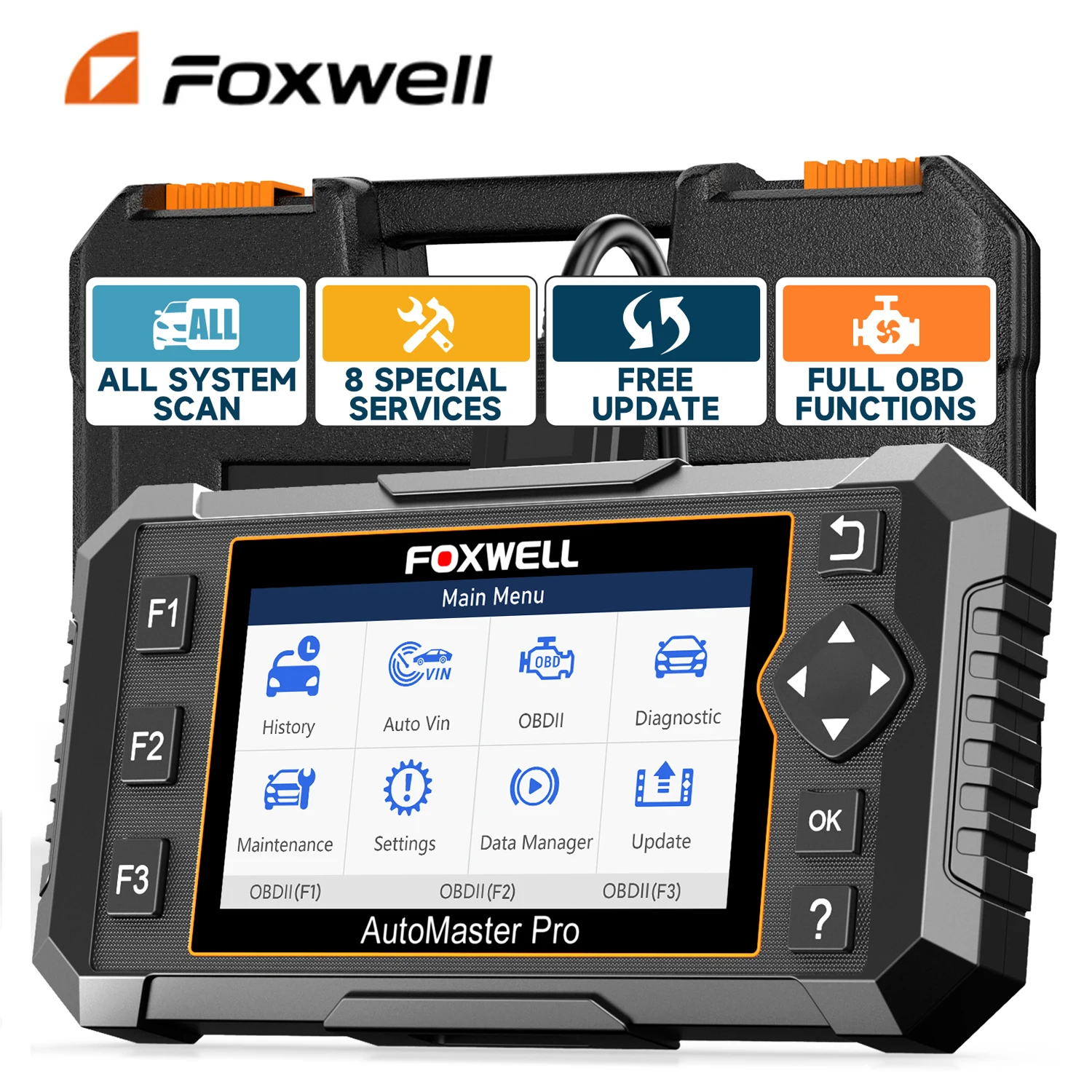 Диагностический сканер FOXWELL OBD2 NT624 Elite, сканер для диагностики всех систем ABS/SAS/TPS/Oil/EPB, диагностический инструмент
