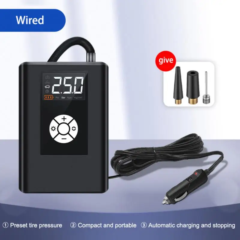 

12v Universal Tire Pressure Detection Portable Inflatable Pump Electric Tyre Inflator Pump Vehicle Inspection Tools Wireless