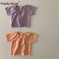 freely move children t shirts cotton pleated girls t shirt children t shirt summer baby girl t shirt children clothes kids
