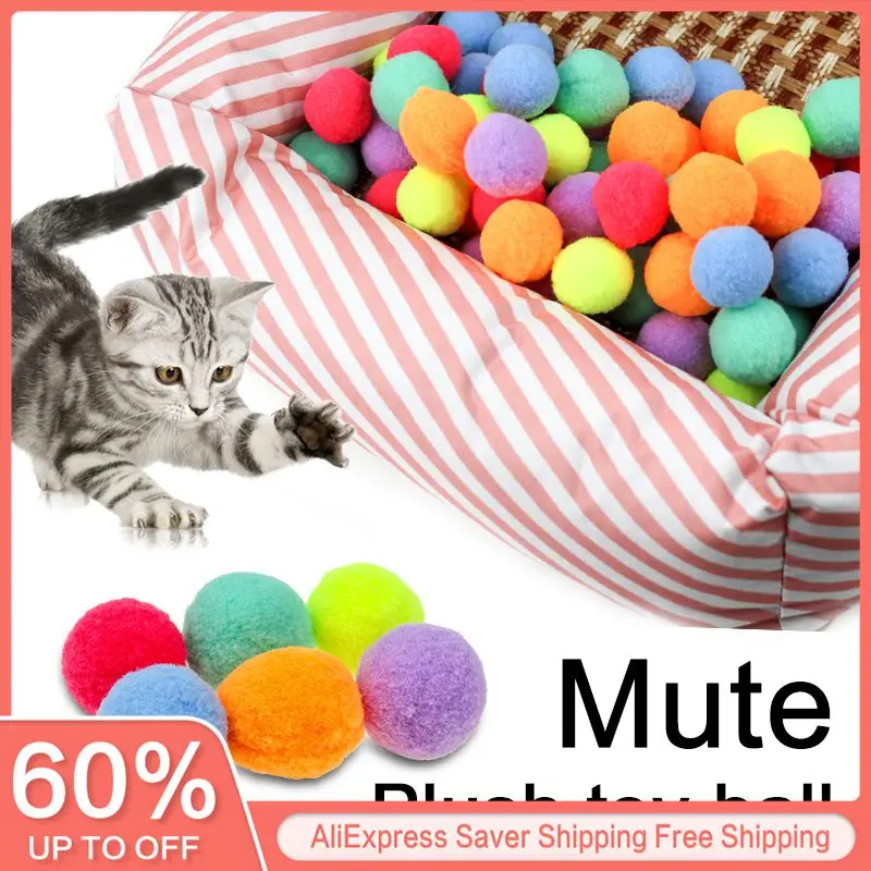 

30/20/10pcs Candy Color Cat Dog Toy Plush Balls Kitten Toys Interactive Play Ball Kitten Soft Funny Assorted Pet Play Toys