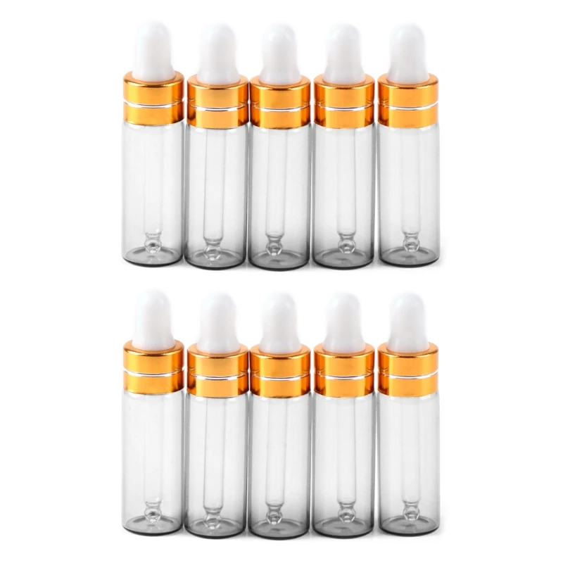 

10 Pcs 3ml/5ml Refillable Clear Mini Empty Glass Dropper Bottle Protable Travel Aromatherapy Liquid Dispenser for Essential Oil