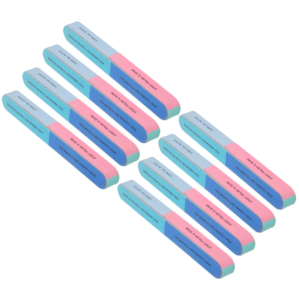 

8pcs Nail Files Professional 6 Sides 7 Steps Nail Buffering Blocks Polishing Tools for Lady Women Car Double sided tape