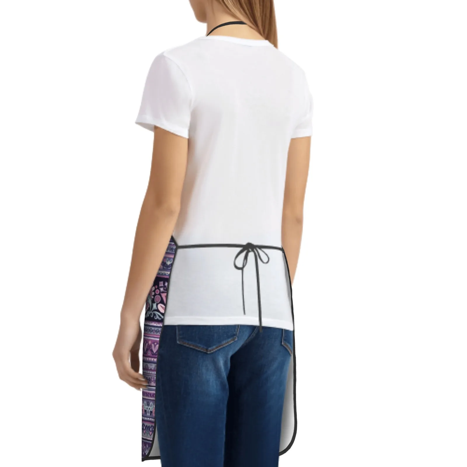 Фартук в богемном стиле из полиэстера полоску с застежкой на подоле фартук для