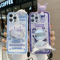 cinnamoroll kuromi cartoon phone case for iphone 13 12 11 pro max 7 8 plus kuromi case xr xs x case mirror luxury cover