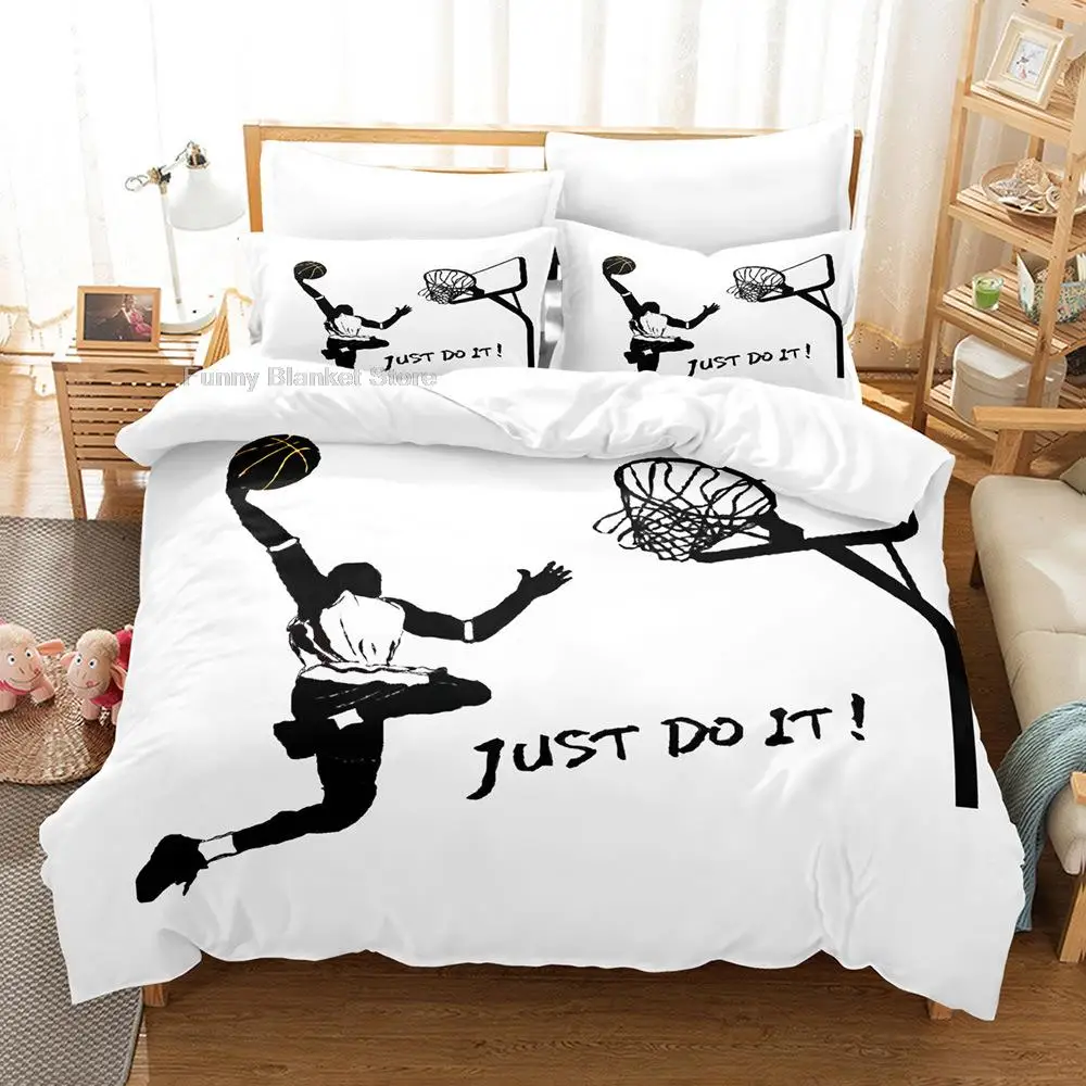 

New Basketball Duvet Cover For Teen Boy Single Queen Soft Bedspread Comforter Cover Zipper Design Bedding Set And Pillowcases