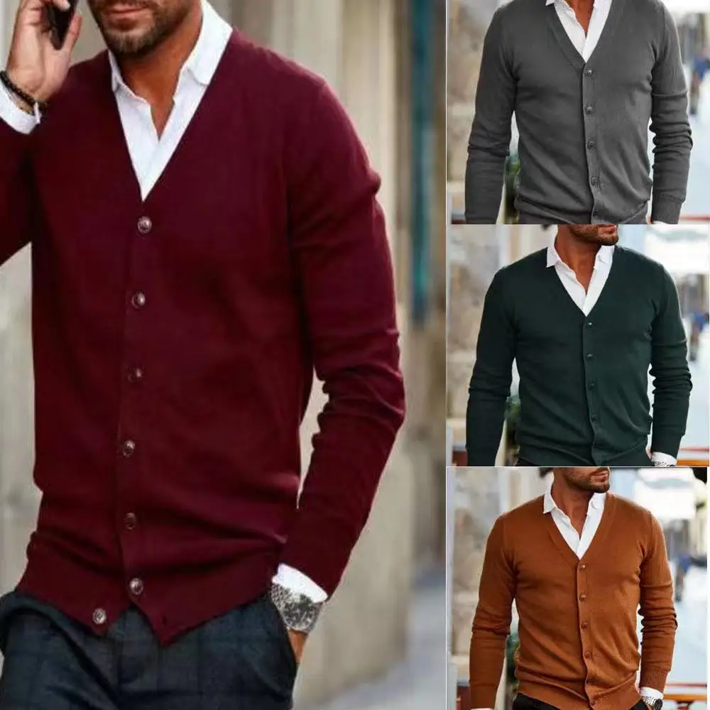 

Men's Trim Cardigan, 2021, pure V-neck