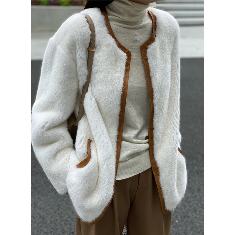 2022 White Fur Jacket Winter Oversized Thick Warm White Fluffy Faux Fur Coat Women Loose Lmitated Mink Korean Fashion Streetwear