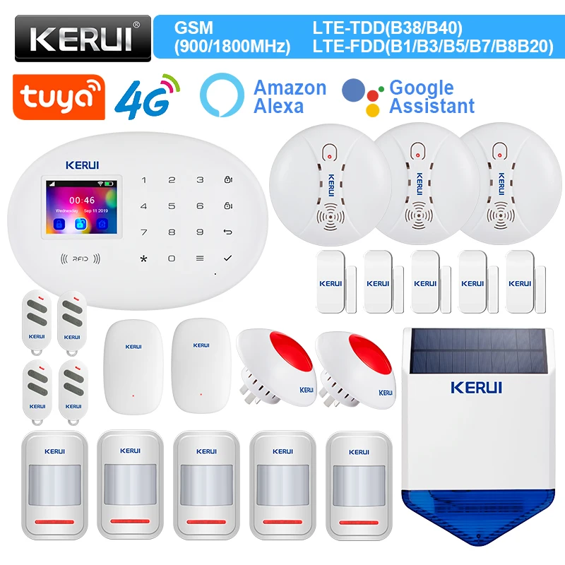 

KERUI W204 Alarm System 4G WIFI GSM Tuya Smart Wireless Alarm Support Alexa Motion Sensor Vibration Door Detector Siren