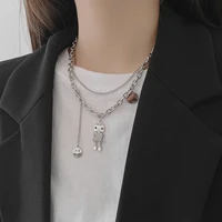 layered choker necklaces tag plated dainty coin pendant necklace chainadjustable multilayer choker punk long chainwomen men