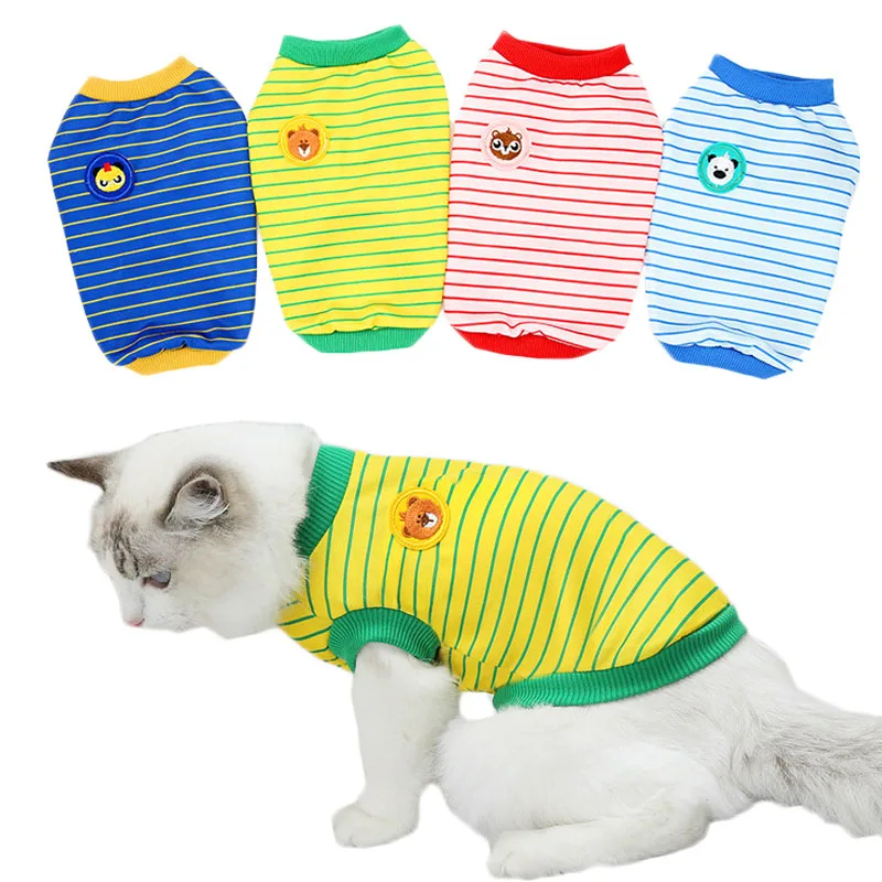 

Strips Cat Dog Clothes Summer Short Sleeve Dog Hoodies Shirt Pet Clothing For Small Dogs Yorkie Puppy Cat Sweatshirt TShirts XXL