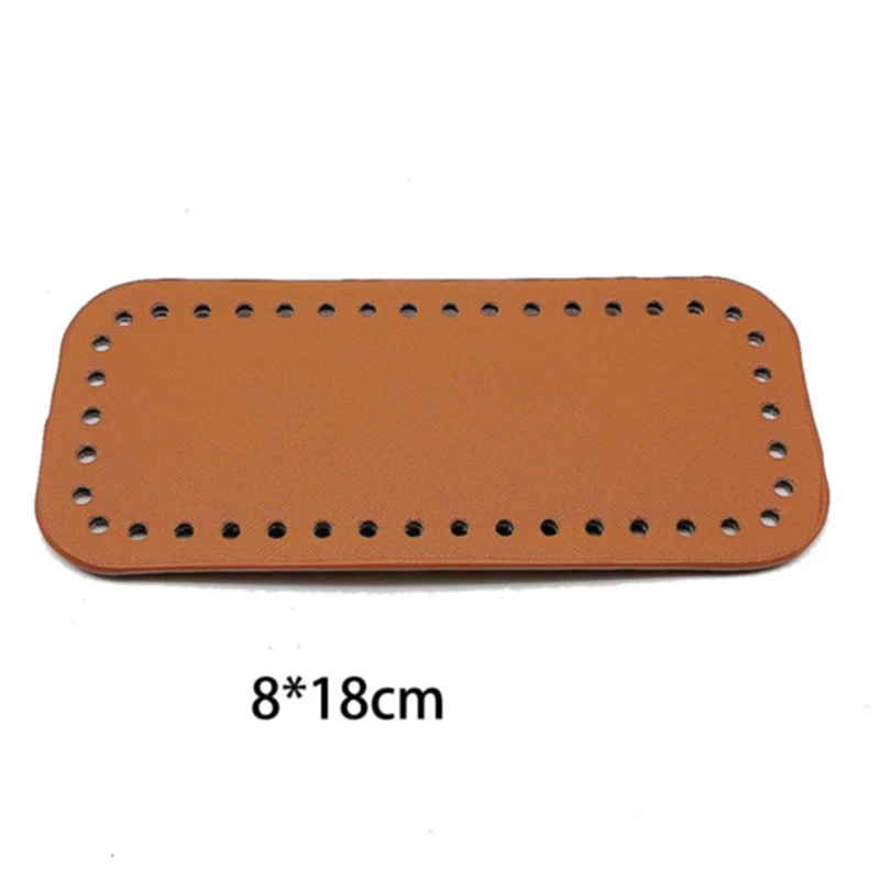 8x18cm Oval Long Bottom for Knitted Bag PU leather Bag Accessories Handmade Bottom With  holes DIY Crochet Bag Bottom
