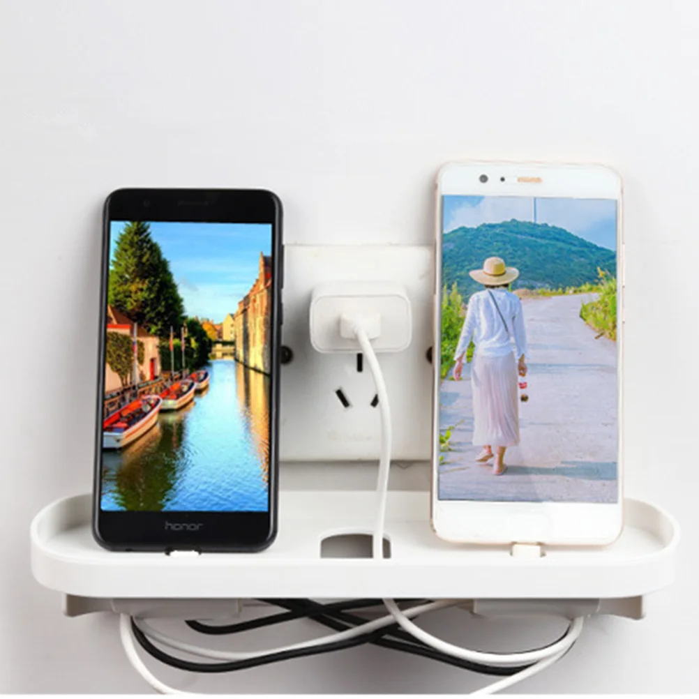

1 Pc Nightstand Storage Shelf Charging Organizer Rack Switch Socket Holder Charging Shelf Switch Socket Holder Charging Shelf